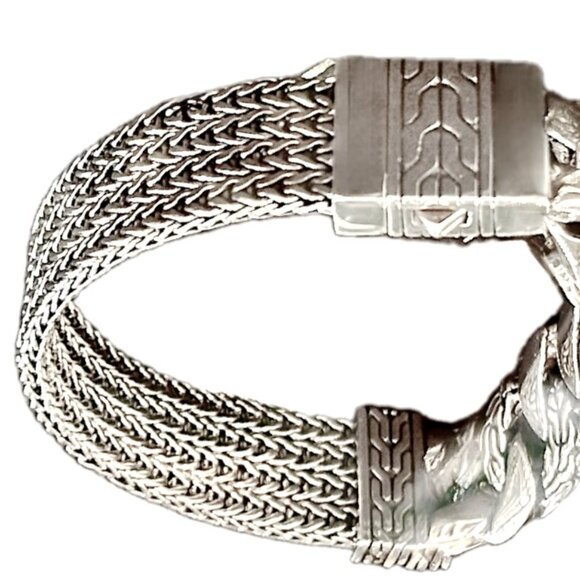 John Hardy Icon Link 12 mm Flat Chain Bracelet Push Clasp Sterling Silver NWT - Picture 4 of 12
